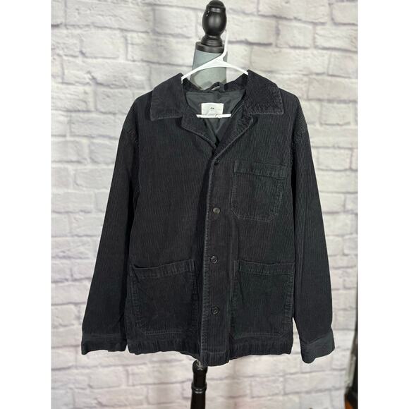 H&M Men's Black Corduroy Wide Ribbed Button Up Shacket/Jacket - Picture 2 of 9